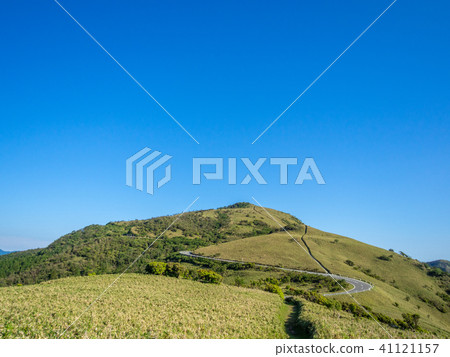 [Shizuoka Prefecture] Cloudless blue sky, early summer highland scenery [Nishi Izu Skyline, Izusan Ridge Sidewalk, Mt. Daruma] 41121157