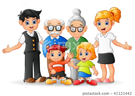 圖庫插圖: happy cartoon family