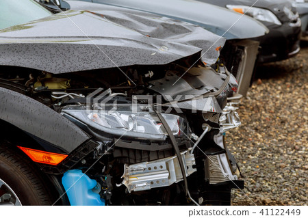 automobile crash accident on street, damaged car 41122449