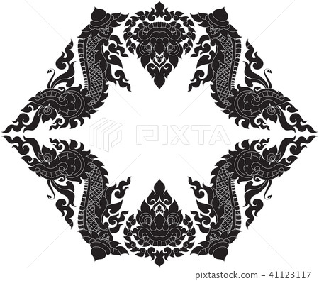 Swirl Floral Naga(Dragon) and Titan Face Artwork 41123117