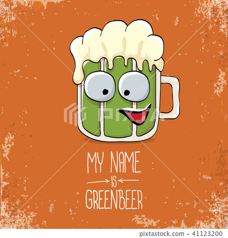 vector cartoon funky green beer glass character with isolated on orange background. vector beer vector cartoon funky green beer glass character with isolated on orange background. vector beer 41123200