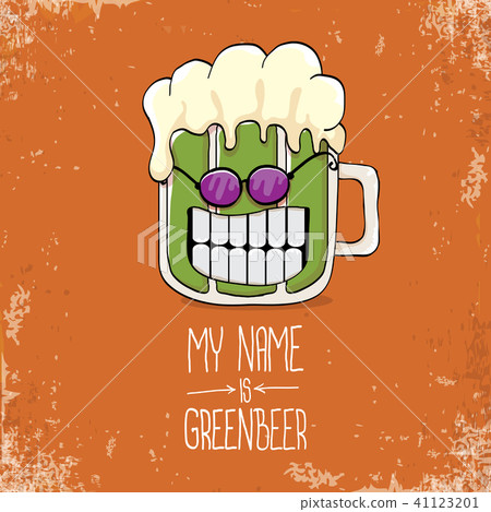 vector cartoon funky green beer glass character with isolated on orange background. vector beer vector cartoon funky green beer glass character with isolated on orange background. vector beer 41123201