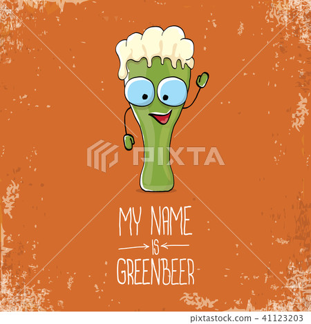 vector cartoon funky green beer glass character with isolated on orange background. vector beer vector cartoon funky green beer glass character with isolated on orange background. vector beer 41123203