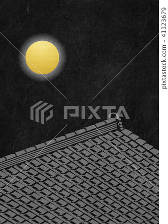 Texture of Japanese paper Roof tile on full moon night Texture of Japanese paper Roof tile on full moon night 41123679