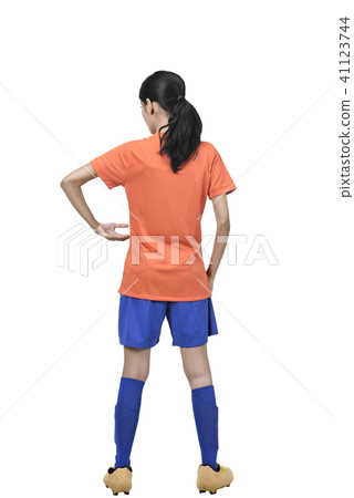 Back view of asian football player woman Back view of asian football player woman 41123744
