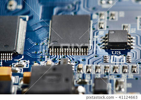 Microchips on electronic board 41124663