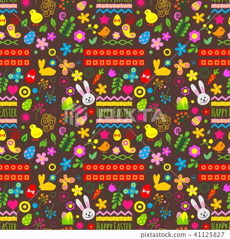 Easter rabbit character bunny seamless pattern background vector cute happy animal illustration 41125827