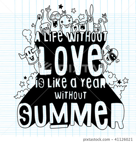 Hand drawn vector set of summer elements. Hand drawn vector set of summer elements. 41126021