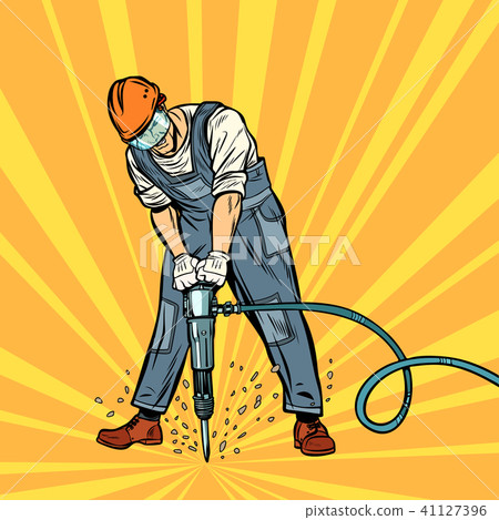 road worker jackhammer 41127396