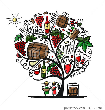 Wine tree, sketch for your design Wine tree, sketch for your design 41128781