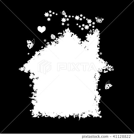 Floral house silhouette 41128822