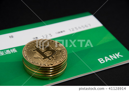 Image of virtual currency · bit coin and passbook 41128914