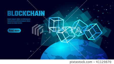 Blockchain cube chain symbol on square code big... - Stock Illustration ...