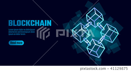 Blockchain cube chain symbol on square code big... - Stock Illustration ...