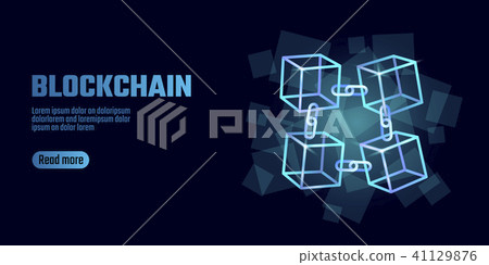 Blockchain cube chain symbol on square code big... - Stock Illustration ...