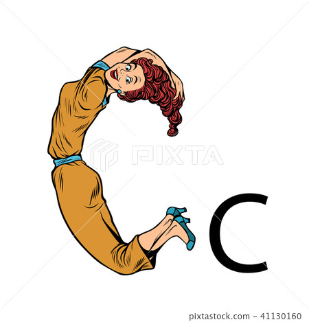 letter C cee. Business people silhouette alphabet 41130160