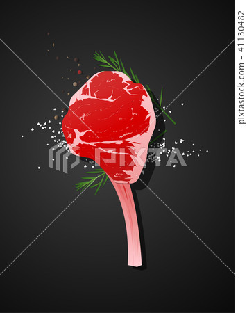 Raw beef, tomahawk steak on dark background 41130482