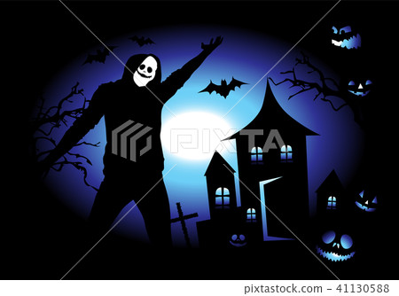 Halloween night holiday, house on hill 41130588