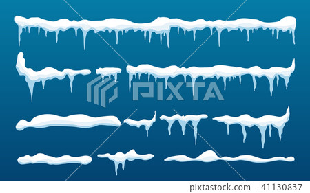 Creative vector illustration of ice icicle, caps, snowflakes set isolated on background. Winter snow 41130837