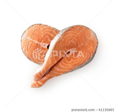 Raw Salmon Steak Isolated Raw Salmon Steak Isolated 41130865