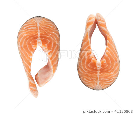 Raw Salmon Steak Isolated Raw Salmon Steak Isolated 41130868
