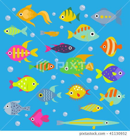 Aquarium flat fish vector ocean breeds... - Stock Illustration [41130932] -  PIXTA