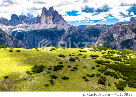 Dolomite landscape with three peaks of lavaredo Dolomite landscape with three peaks of lavaredo 41130952