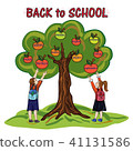 The boy and the girl are dragging for apples,  41131586