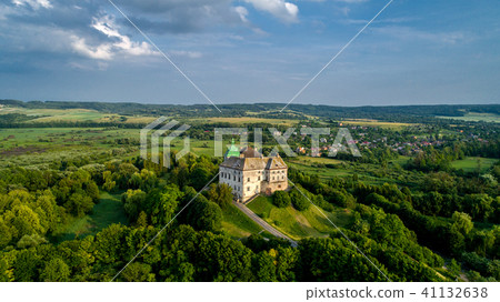 Aerial view of the Olesky Castle. Very beautiful castle near Lviv. 41132638