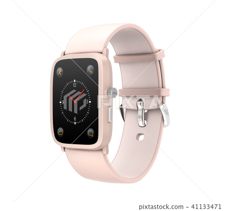 Pink smart watch on white back 41133471