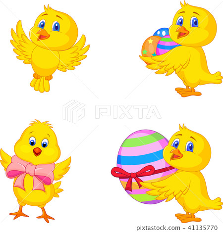 Cartoon little chick with Easter egg 41135770