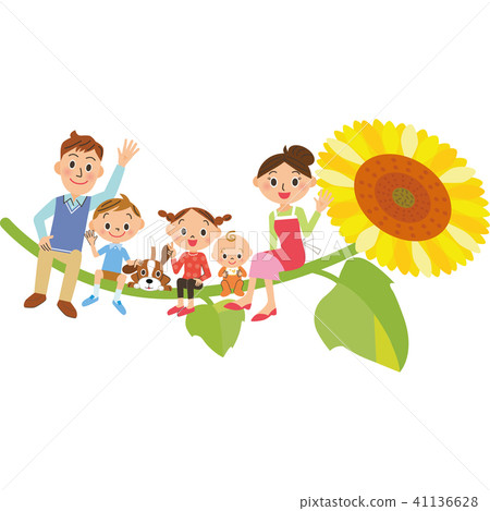 Family sitting on sunflower Family sitting on sunflower 41136628