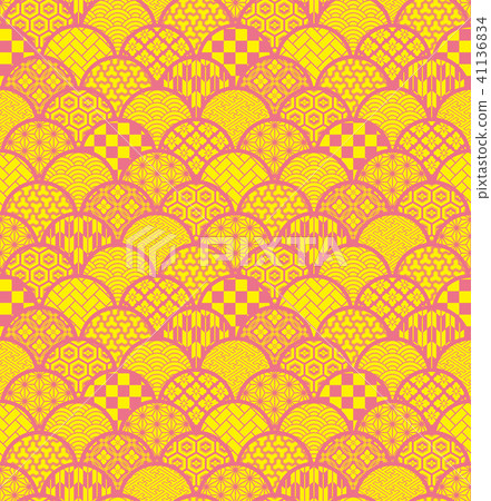 Qinghai wave Japanese pattern MIX background seamless pattern 41136834