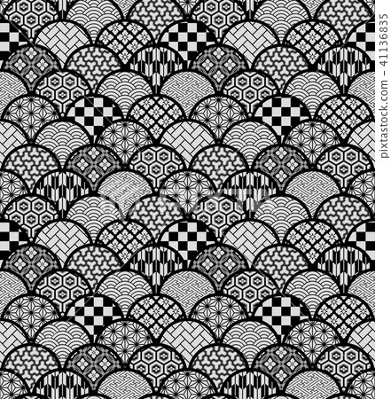 Qinghai wave Japanese pattern MIX background seamless pattern 41136835