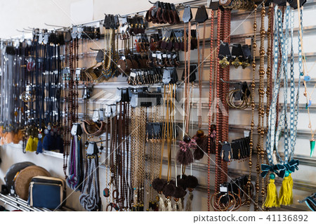 Lot of different fashion accessory on the stand Lot of different fashion accessory on the stand 41136892