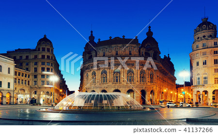 Piazza De Ferrari at dusk, Genoa, Italy Piazza De Ferrari at dusk, Genoa, Italy 41137266