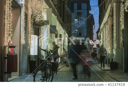 New Year's illumination streets of Parma city at dusk 41137419