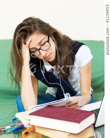 Depressed female college student Depressed female college student 41139453