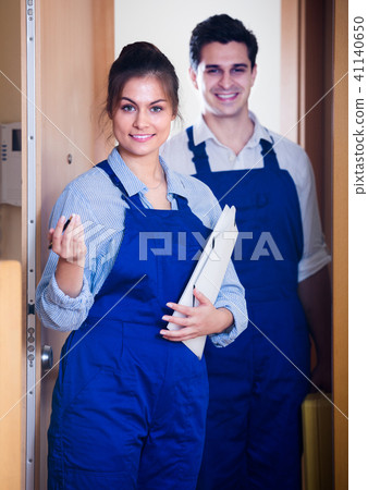 handyman and female with tooling 41140650