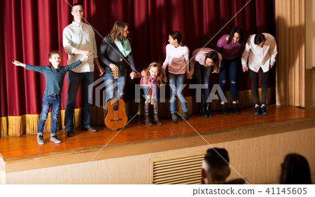 Group of performers came to bow to audience Group of performers came to bow to audience 41145605