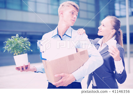 Businesswoman is wishing good luck to worker Businesswoman is wishing good luck to worker 41146356