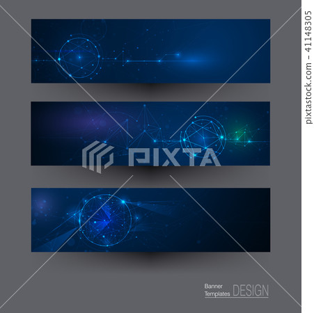 Illustration banners set, Abstract Molecules 41148305