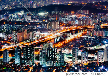 Night view of the skyline of the city center of Seoul Night view of the skyline of the city center of Seoul 41148753