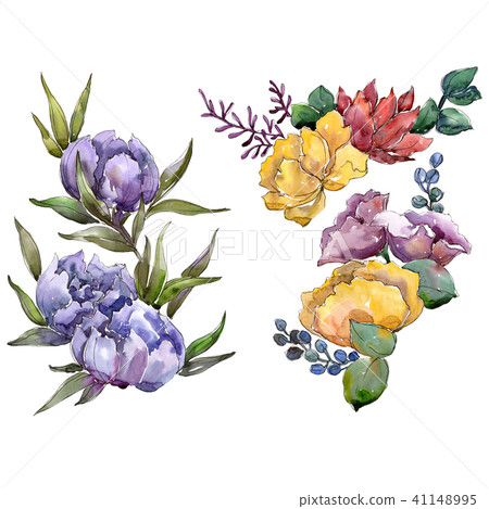 Colorful bouquet. Floral botanical flower. Wild spring leaf wildflower isolated. Colorful bouquet. Floral botanical flower. Wild spring leaf wildflower isolated. 41148995