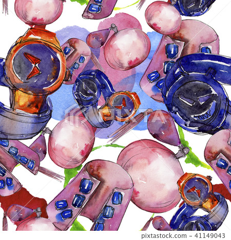 Fashionable accessories sketch fashion glamour illustration in a watercolor style. Seamless 41149043