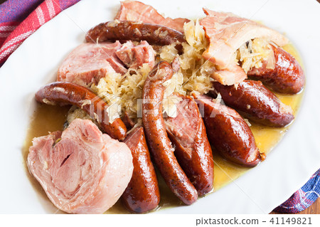 Choucroute garnie. Alsatian sauerkraut Choucroute garnie. Alsatian sauerkraut 41149821