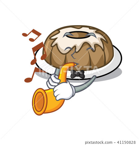 With trumpet bundt cake mascot cartoon With trumpet bundt cake mascot cartoon 41150828