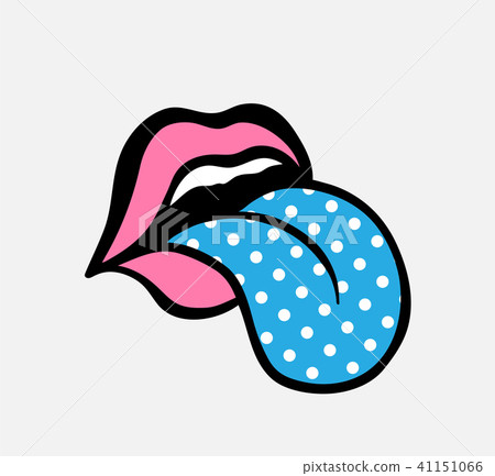 Pop art vector speaking red lips. Tongue sticking out 41151066