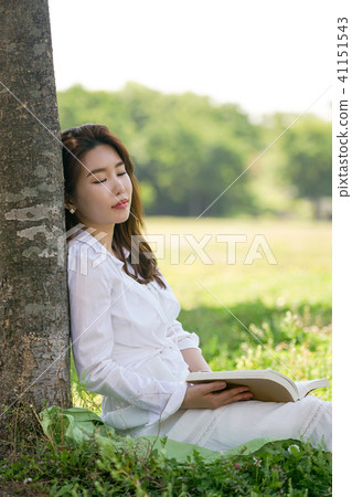 Taking a rest below tree with a sunny day 41151543