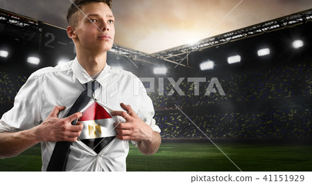 Egypt soccer or football supporter showing flag 41151929